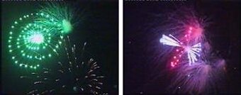 green and purple lights