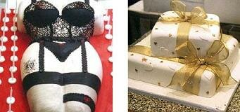 saucy cake of woman in bondage and cakes like presents