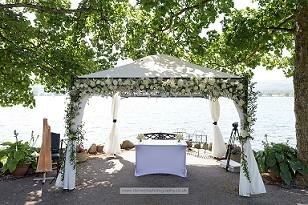 terrace overlooking lake