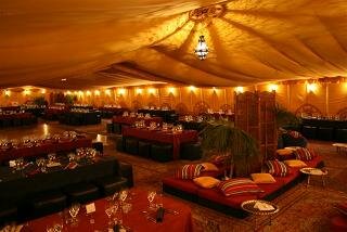 orange interior of tent